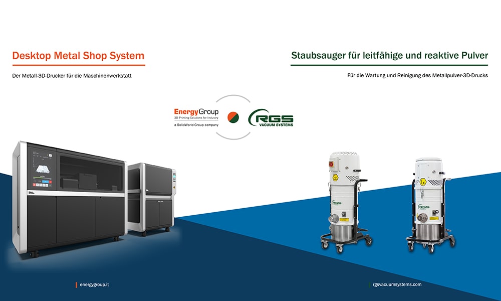 RGS VACUUM SYSTEMS OFFIZIELLER PARTNER DER ENERGY GROUP FÜR DIE REINIGUNG VON 3D-DRUCKERN