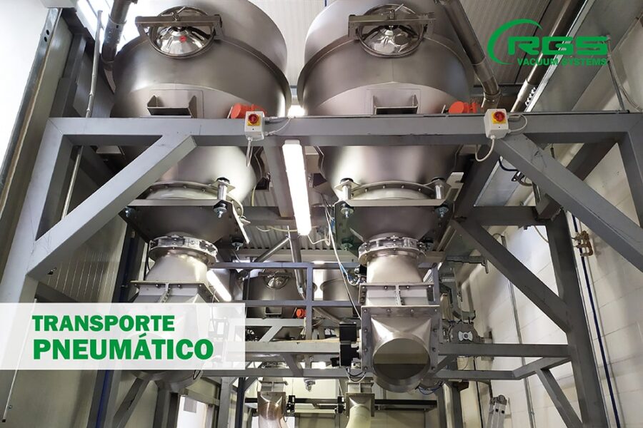 Transporte pneumático para manuseio de alimentos em pó